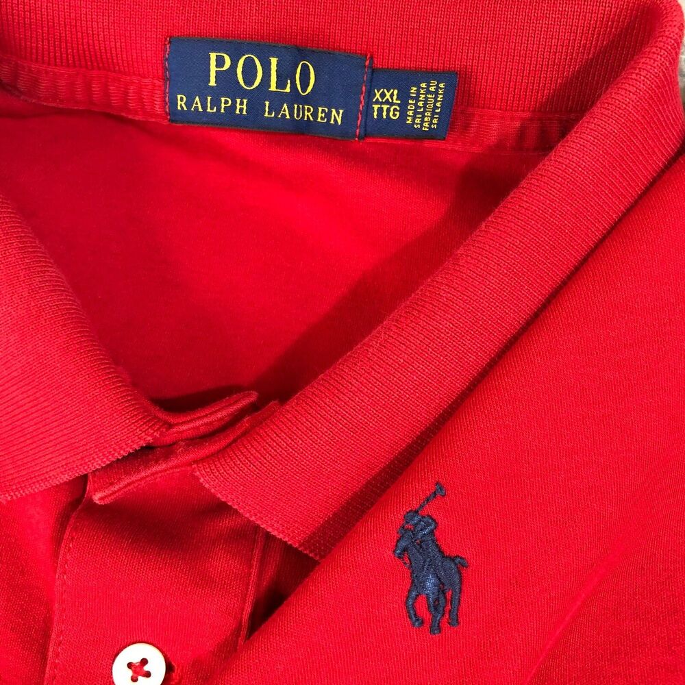 Polo Ralph Lauren Shirt Adult XXL Red Dad Pony Logo Preppy Men Slit Golf Outdoor
